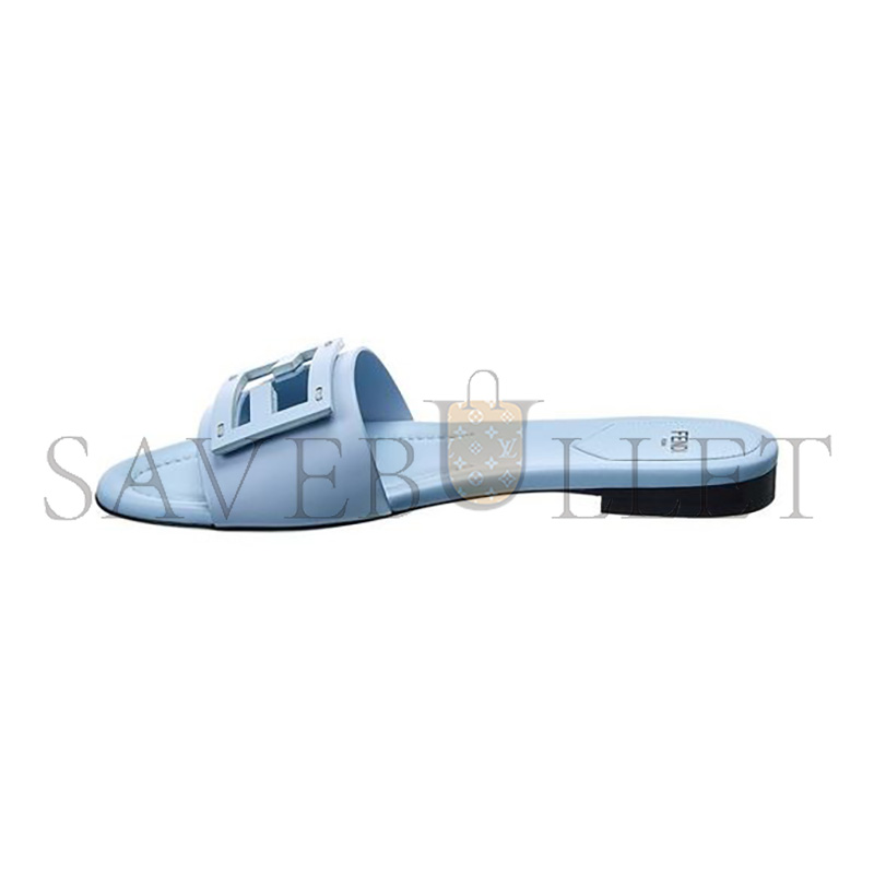 F**di light blue leather slides 8r8136